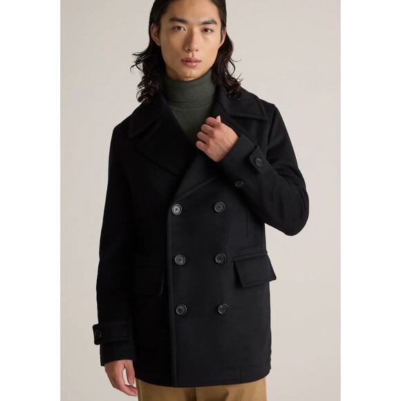 QUINCE NWT Men's Black Italian Wool Peacoat size S small fabric made in Italy - Picture 1 of 11